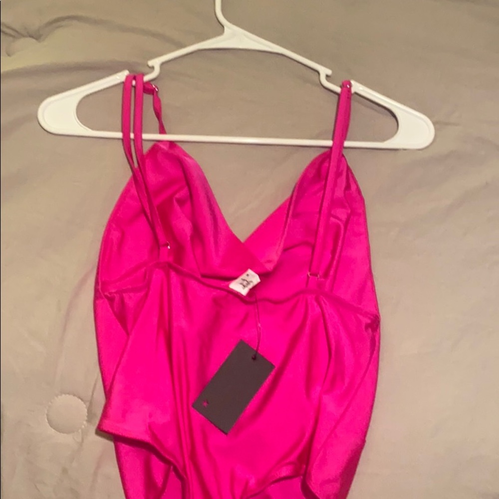Magenta pink silky Bodysuit